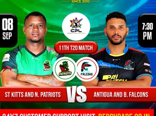 St Kitts and Nevis Patriots vs Antigua and Barbuda Falcons. CPL T20