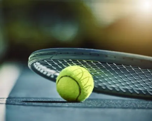 Tennis ball and racket
